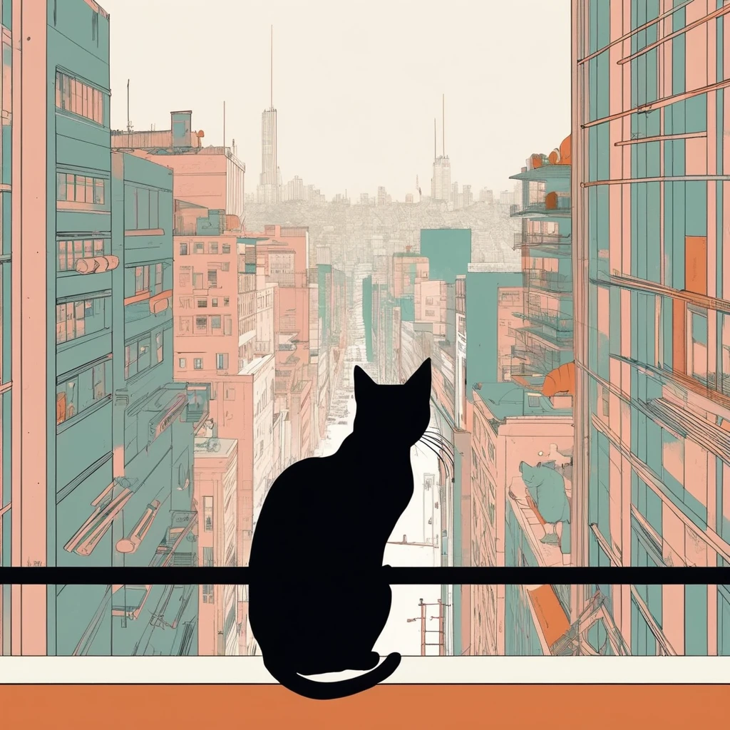 cat-like , sweet,art by Sophie Roach , art by Jon Klassen , art by Michael Cho , art by Sophie Roach、sunglasses,campimg,smoking,city