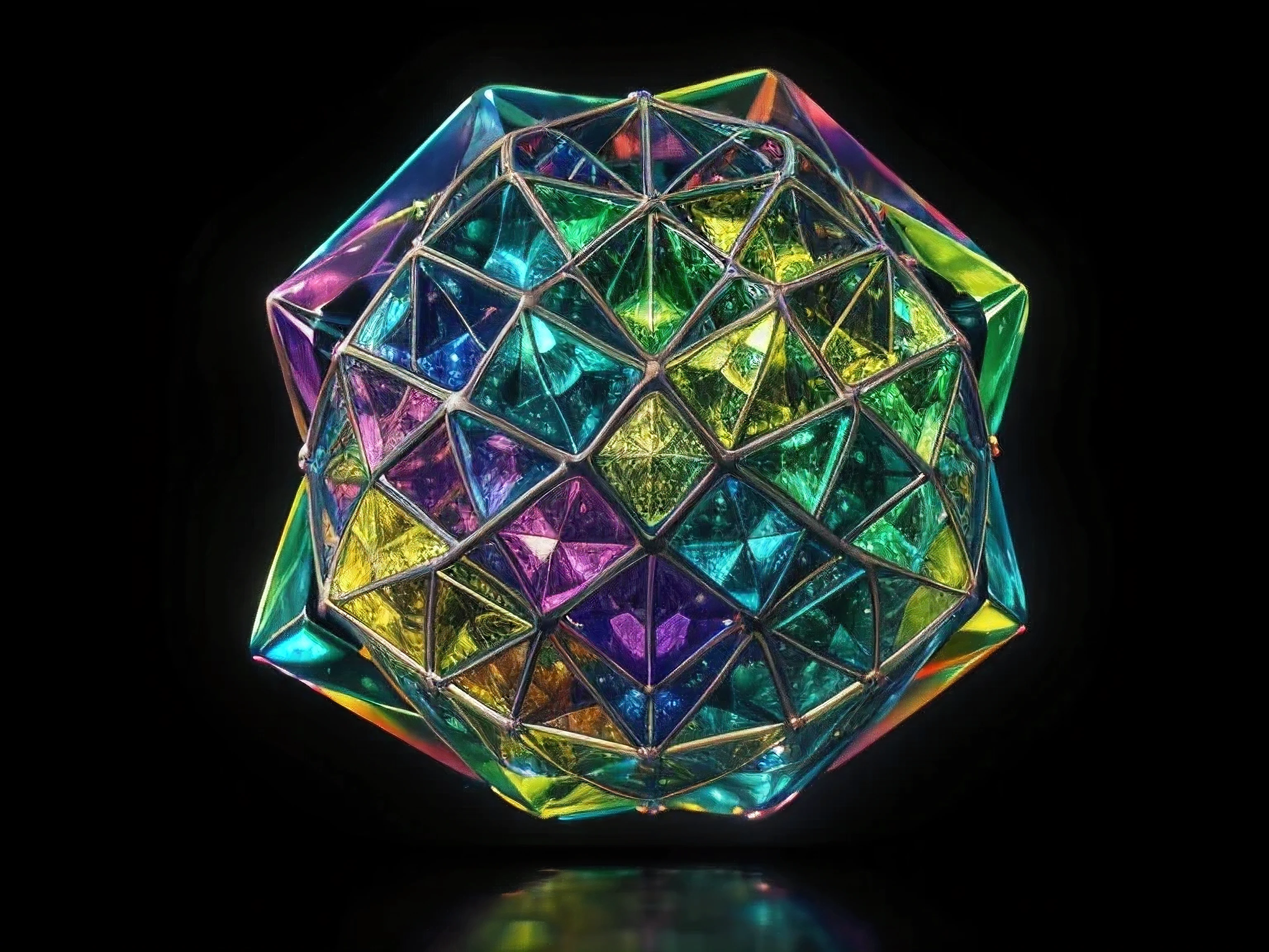 Net-like matrix of elongated octahedra whose edges shimmer in all the colors of the rainbow. This matrix is the basis of everything we create. This matrix is in the universe.