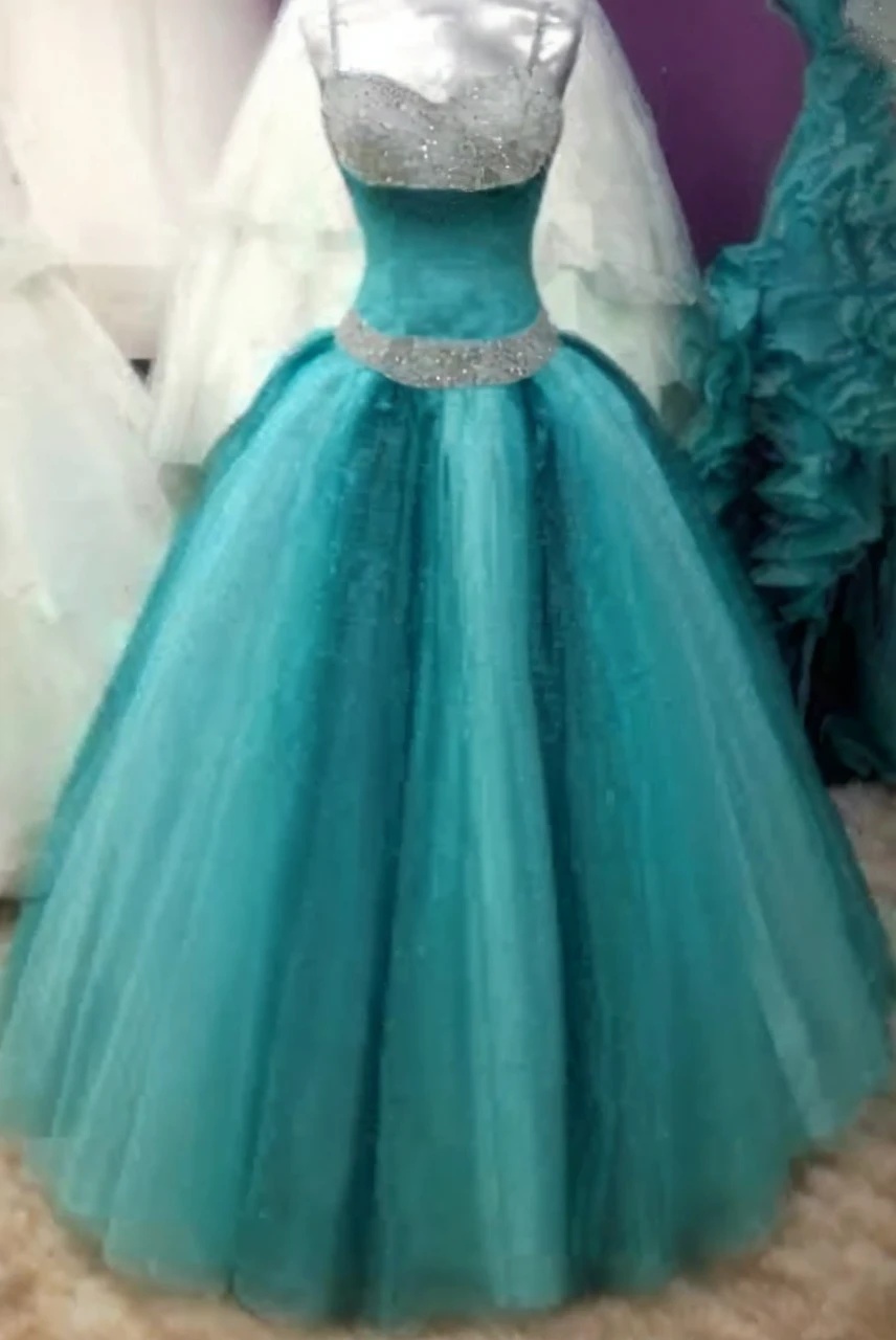 Hyperrealistic image of light turquoise-silver dress