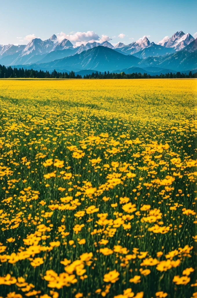 a close up of a field of flowers with mountains in the background, a tilt shift photo by Niko Henrichon, trending on unsplash, color field, fields of flowers, an aesthetic field of flowers, field of flowers, in a field of flowers, field of fantasy flowers, flower field, field of mixed flowers, field of wild flowers, flower meadow