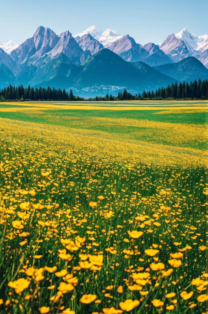 a close up of a field of flowers with mountains in the background, a tilt shift photo by Niko Henrichon, trending on unsplash, color field, fields of flowers, an aesthetic field of flowers, field of flowers, in a field of flowers, field of fantasy flowers, flower field, field of mixed flowers, field of wild flowers, flower meadow