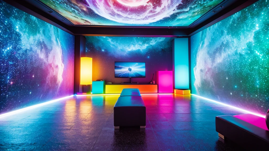 uma sala de estar, High resolution image, 4K, bright coloured 