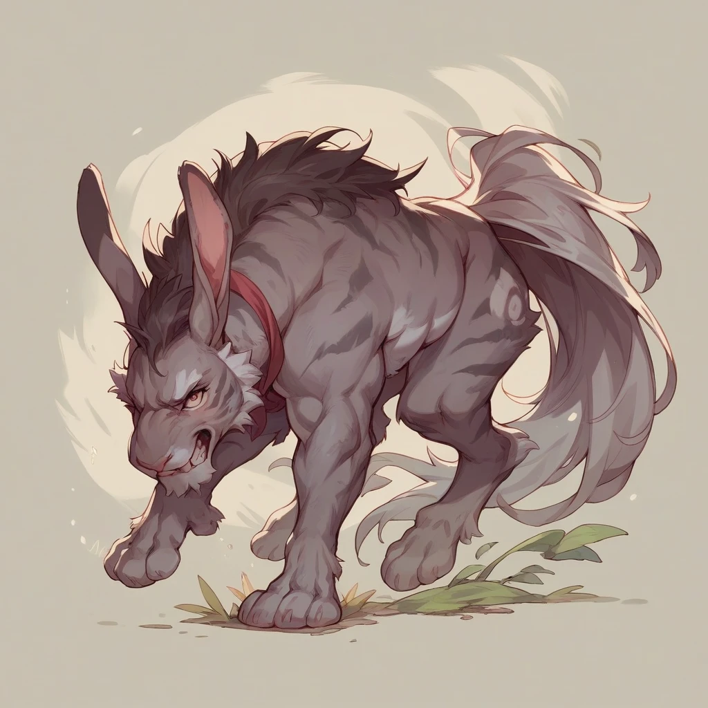 Generate cartoon pictures,Sharp rabbit in front,Behind the rabbit to the left is a sharp horse,To the right of the rabbit is a sharp tiger.,Silver Dawn in the background