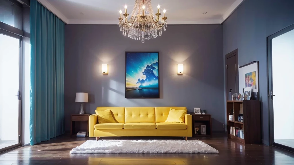 uma sala de estar, High resolution image, 4K, bright coloured