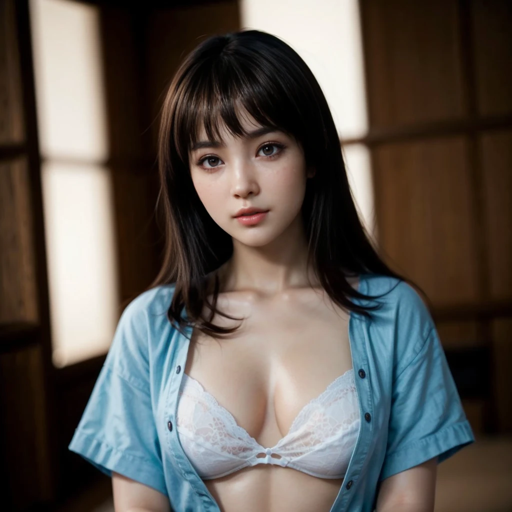 Kasumi, brown eyes, (best quality, ultra-detailed), (realistic:1.37), beautiful and detailed face, ultra-realistic texture, delicate face, delicate body, red lipstick, bright colors. High definition, 8K.