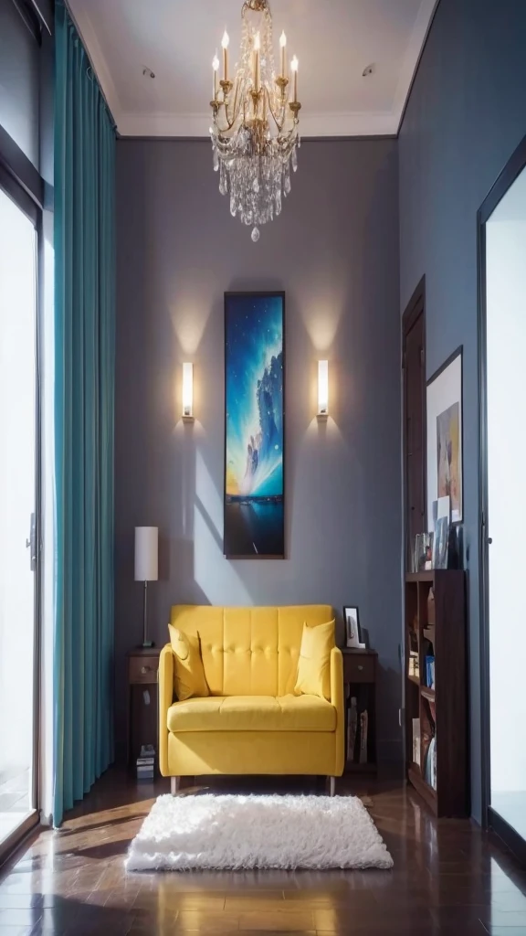 uma sala de estar, High resolution image, 4K, bright coloured