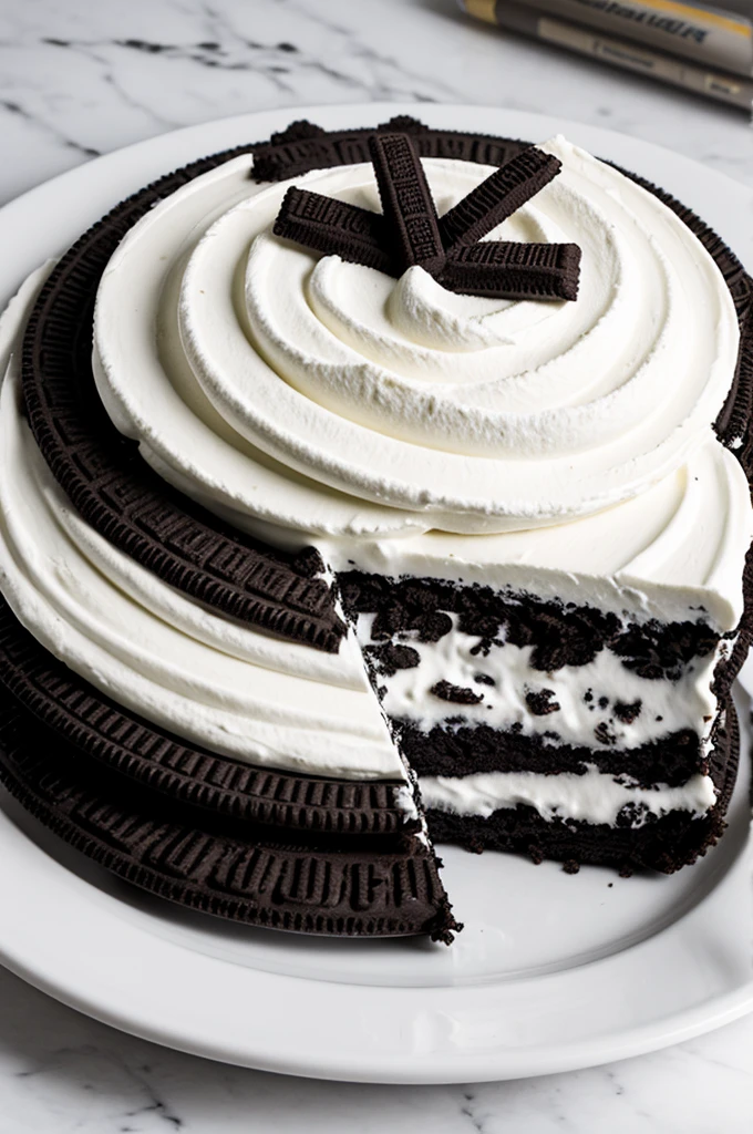 Oreo pie sketch with pencil strokes only