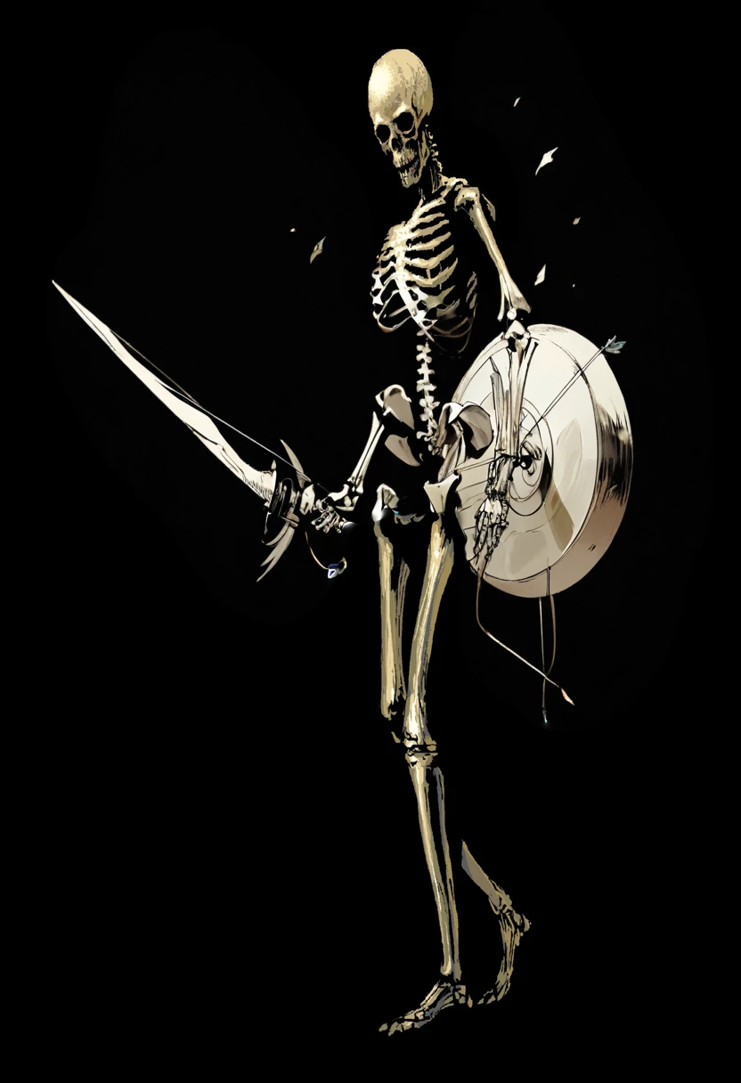 A skeleton holding a bow and arrow