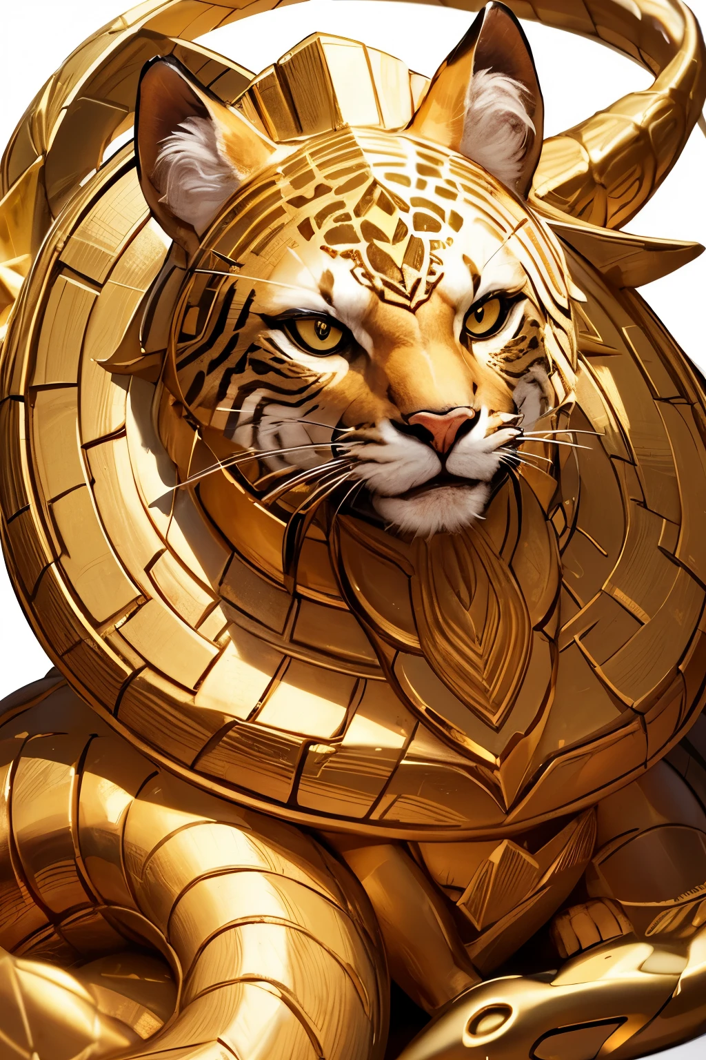 An emblem of the head of a puma (animal) and a gold snake (animal) around the head of the puma