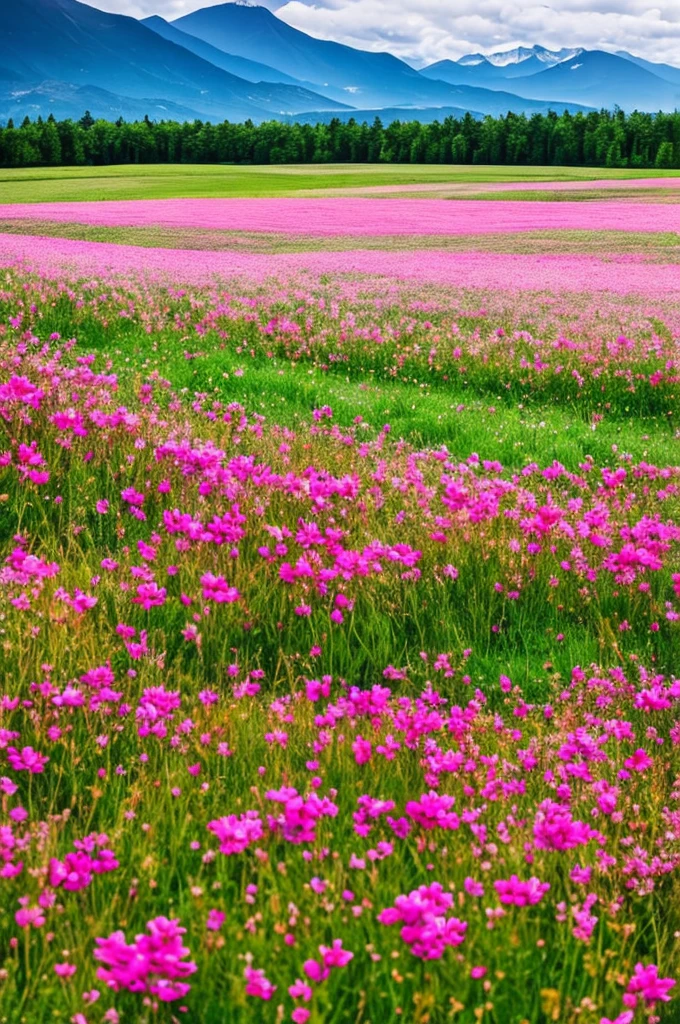 a close up of a field of flowers with mountains in the background, a tilt shift photo by Niko Henrichon, trending on unsplash, color field, fields of flowers, an aesthetic field of flowers, field of flowers, in a field of flowers, field of fantasy flowers, flower field, field of mixed flowers, field of wild flowers, flower meadow