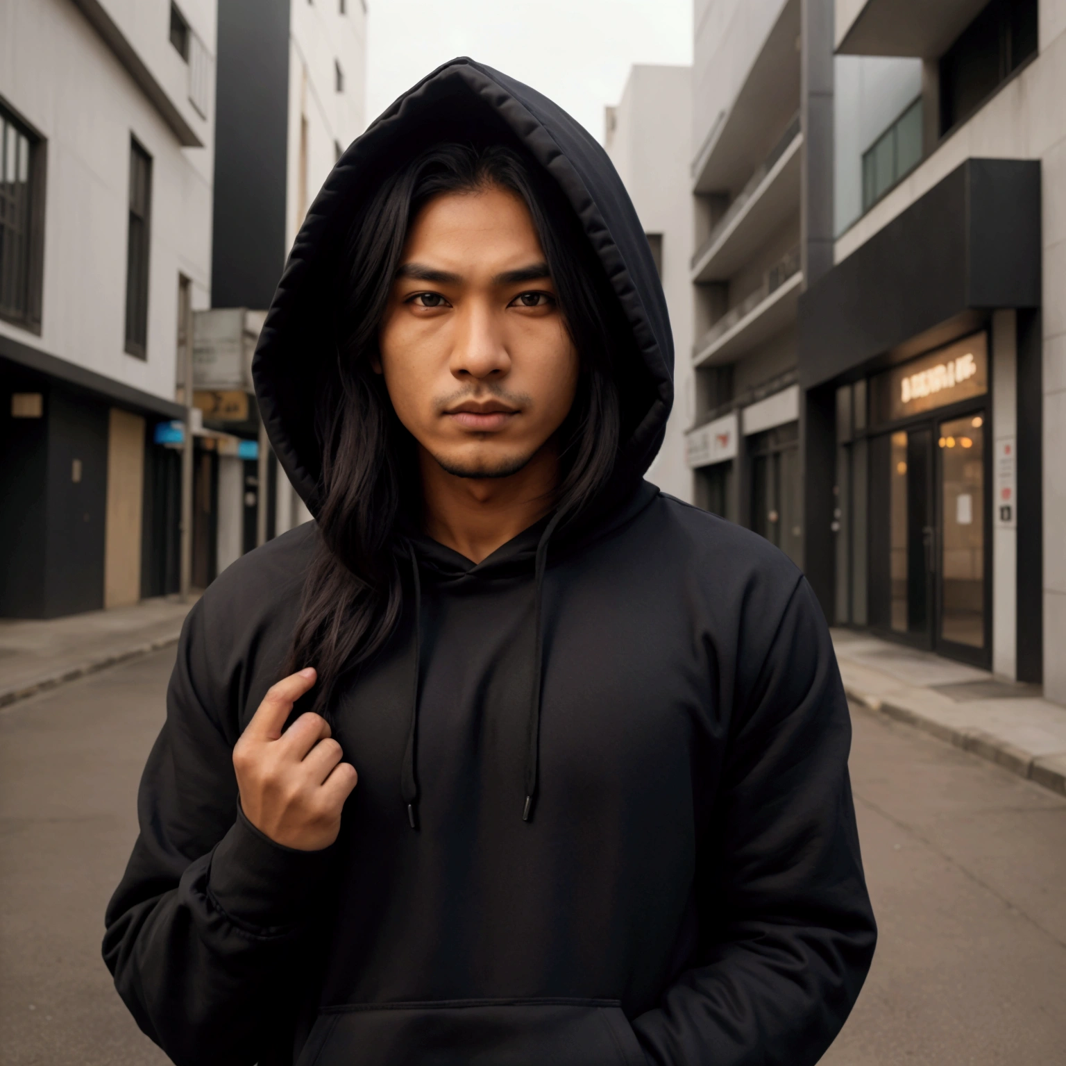 hioshiru, puro, anthro, male, solo, clothing, 2024, black clothing, hoodie, black topwear, lidded eyes, black hoodie, indian city background,