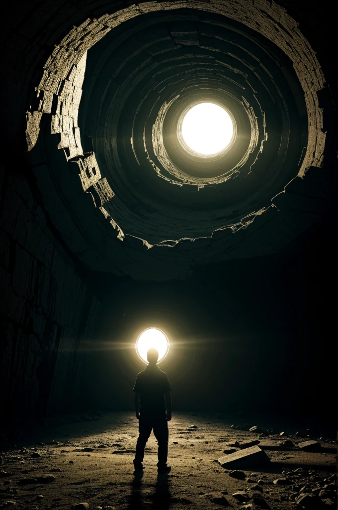 Image about the idea of knowledge as an illustration as the escape towards the light from the darkness of error