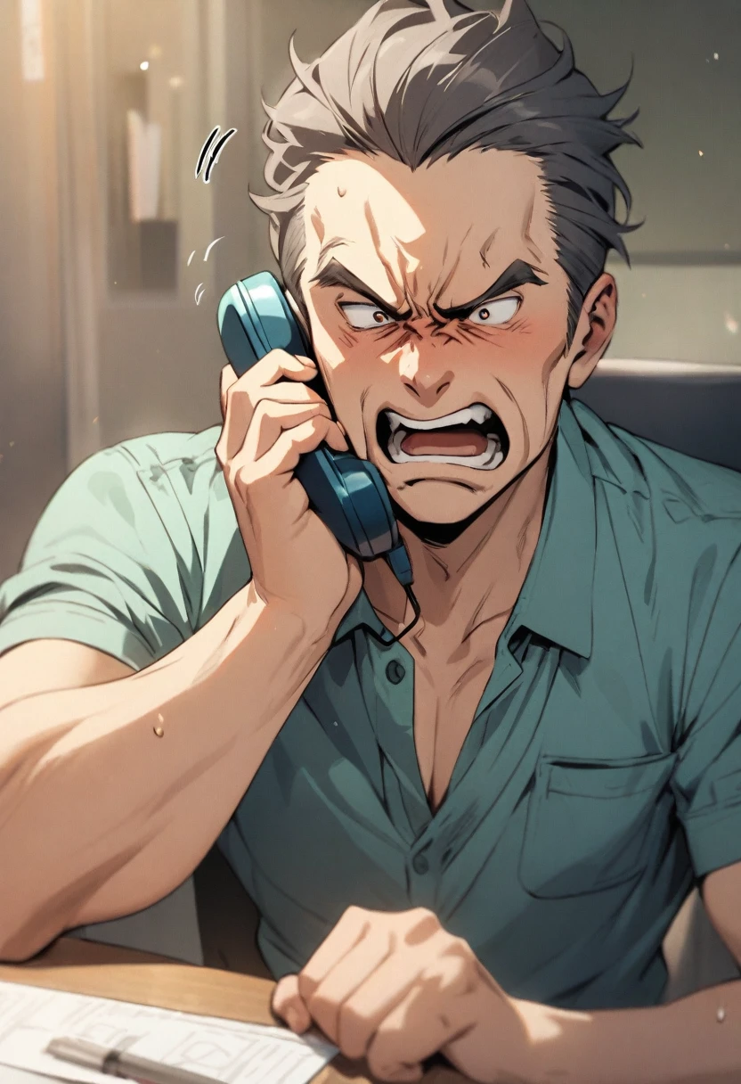 upset man talking on cell phone call
