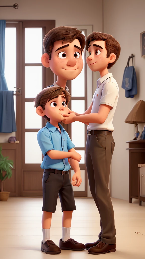 A young is asking his father a question