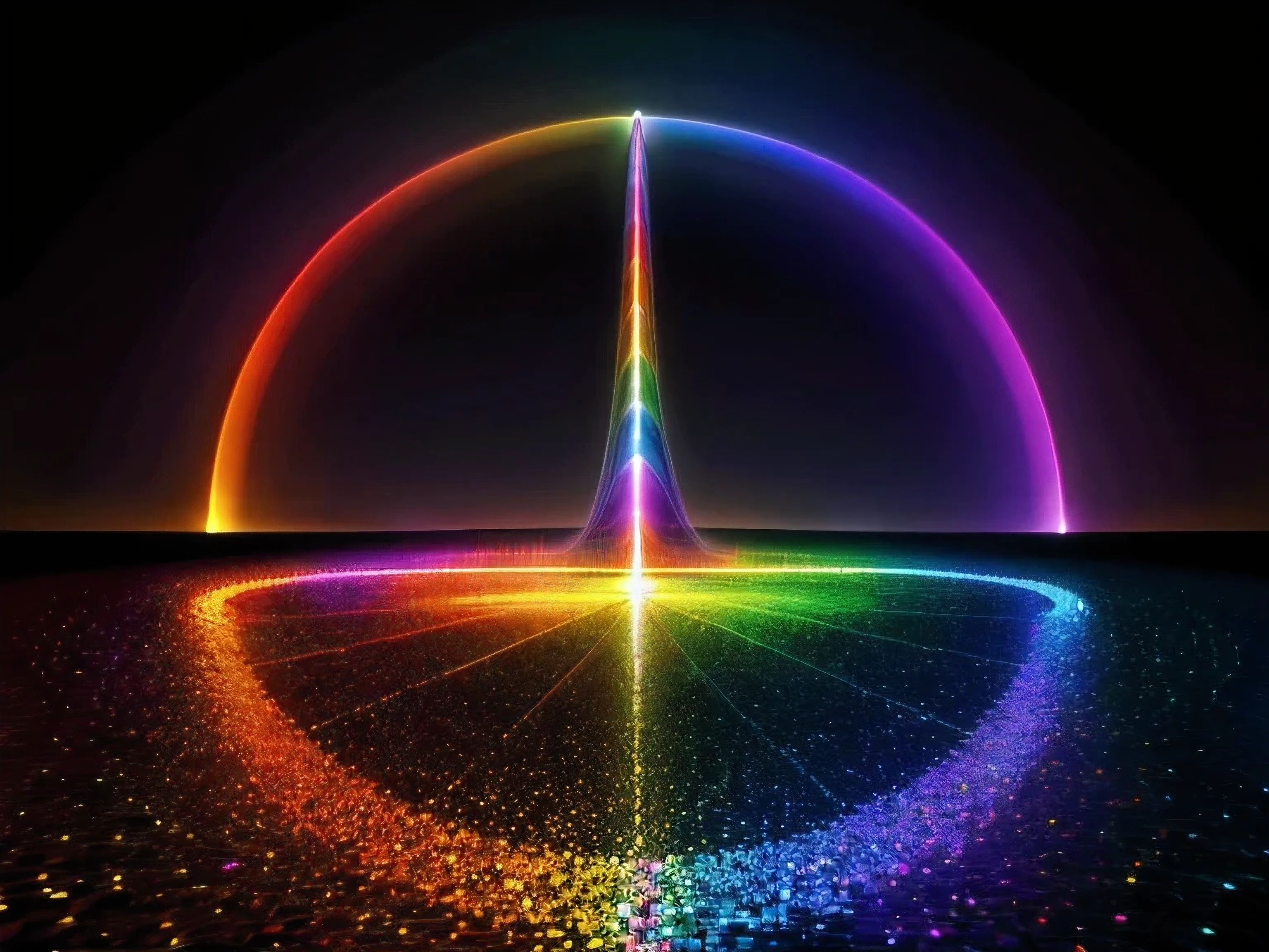 Net-like matrix of elongated tetraeder whose edges shimmer in all the colors of the rainbow. This matrix is the basis of everything we create. This matrix is in the universe.