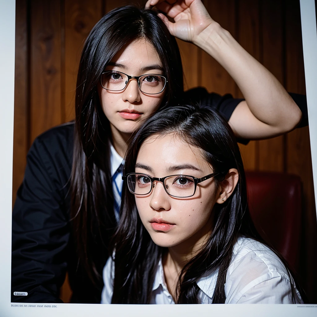 A photo of a 30 year old man who is wearing glasses. Yearbook photo style