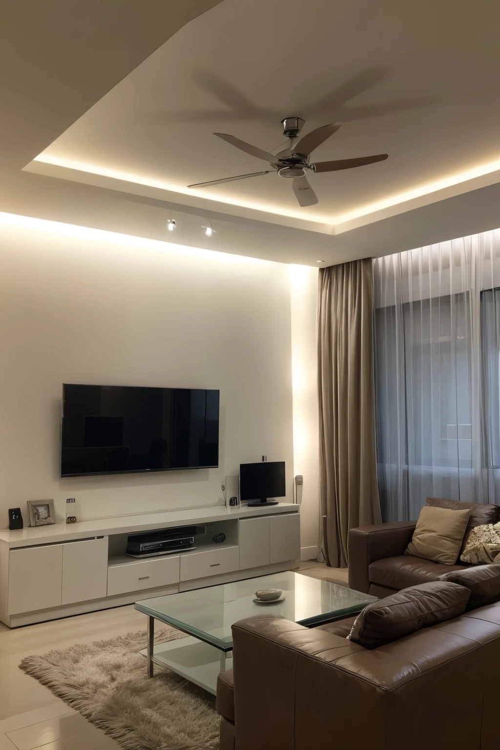 CREATE A ROOM, WITH LIGHTING, tv, sofa