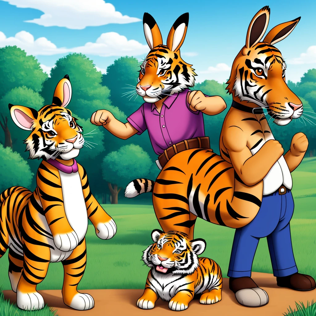 Rabbit, horse and tiger three cartoon characters
