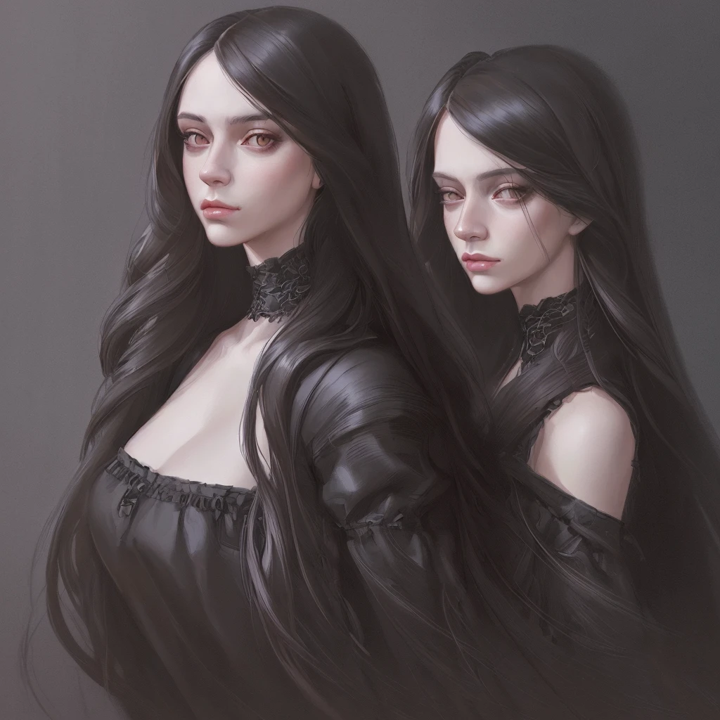 Portrait of a woman with long hair and black shirt, digital illustration portrait, in the art style of bowater, Portrait of Jossi von Blackpink, digital portrait, digital art portrait, realism artstyle, high quality portrait, 🤤 Girl portrait, realistic art style, # 1 digital painting of all time, #1 digital painting of all time, shiny digital painting