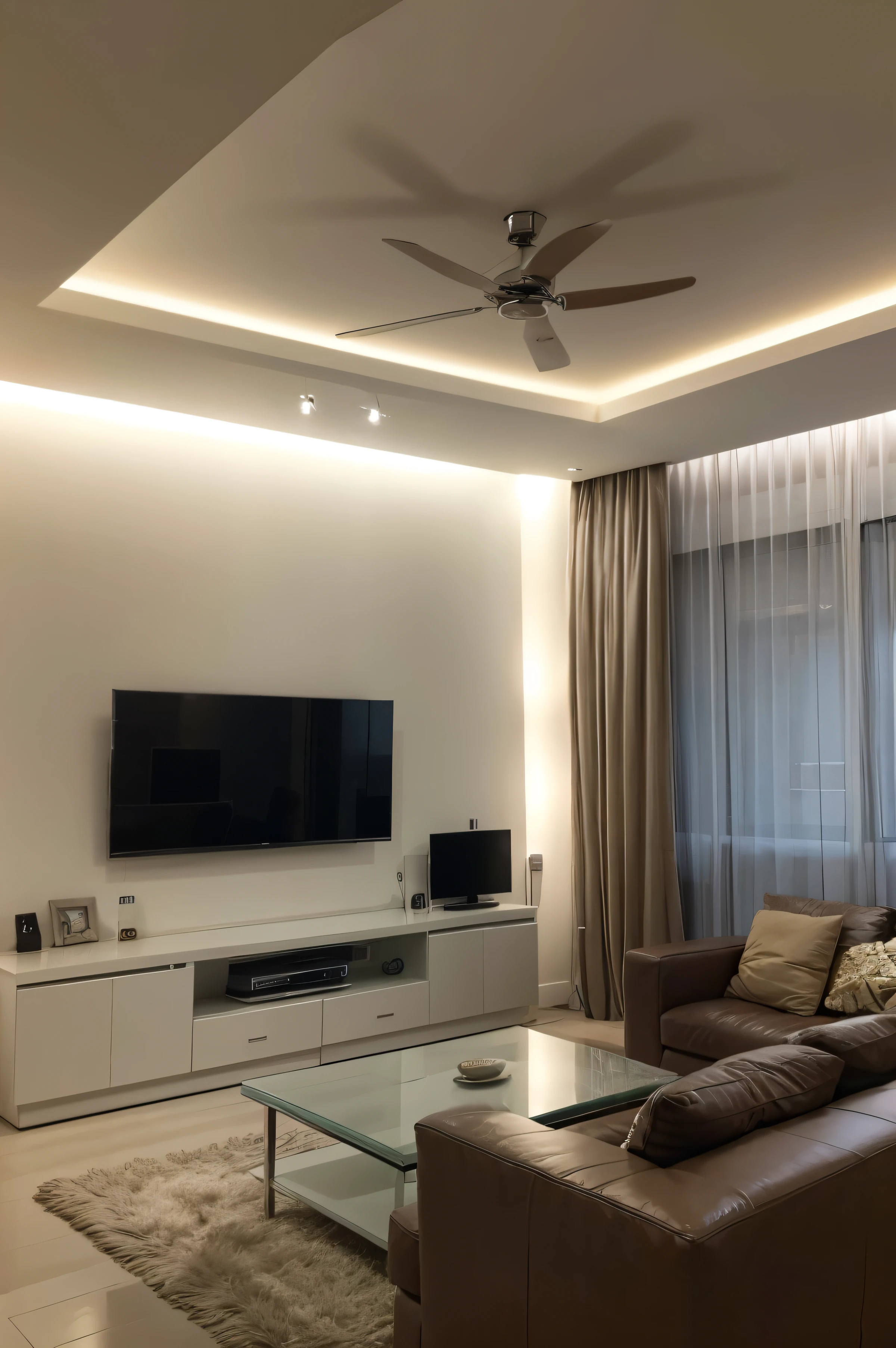 CREATE A ROOM, WITH LIGHTING, tv, sofa