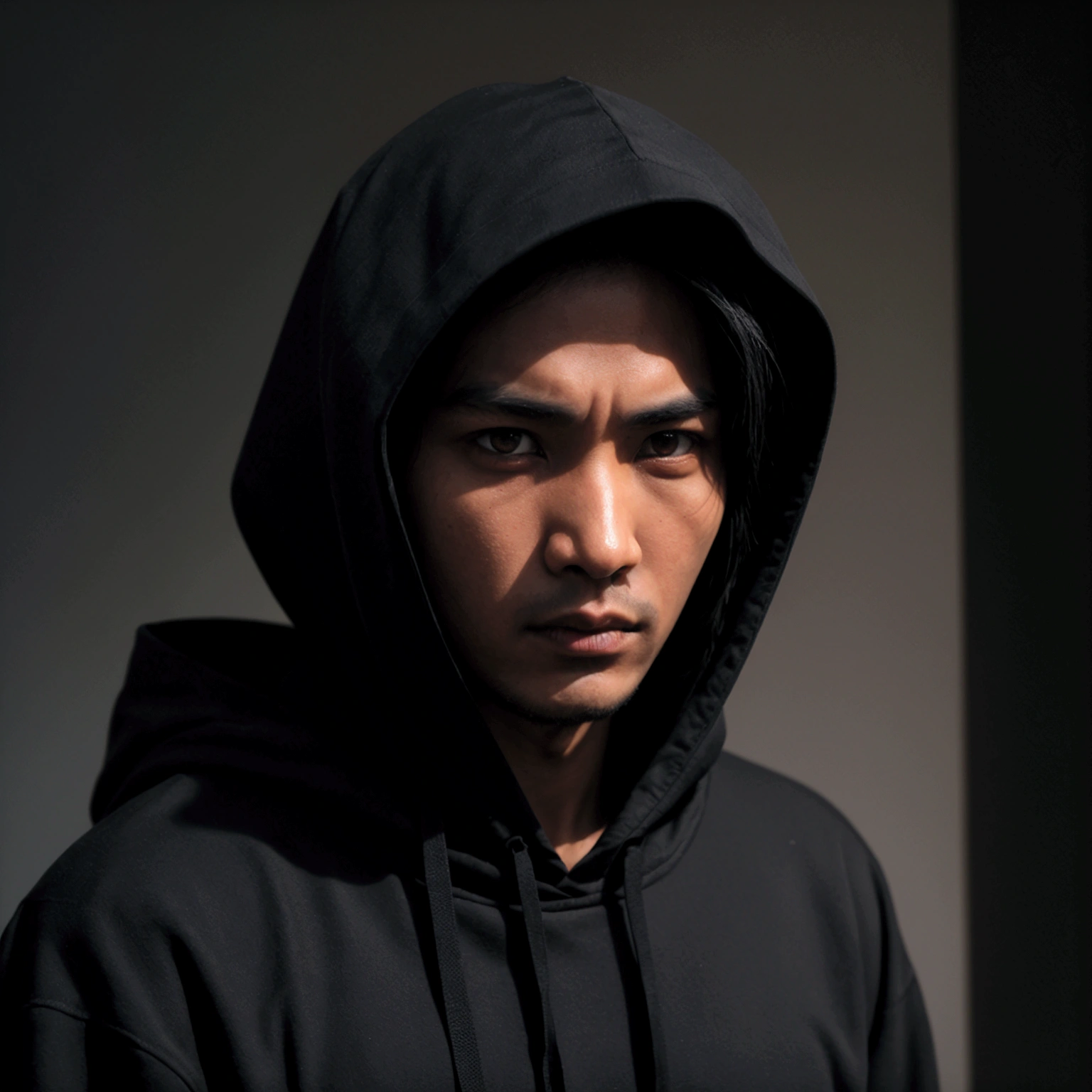hioshiru, puro, anthro, male, solo, clothing, 2024, black clothing, hoodie, black topwear, lidded eyes, black hoodie, indian city background,epresenting the digital world they navigate. Overall, the image should evoke a sense of danger and secrecy, with the viewer feeling the presence of the evil hacker lurking in the shadows, face in shadow