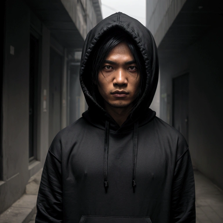 hioshiru, puro, anthro, male, solo, clothing, 2024, black clothing, hoodie, black topwear, lidded eyes, black hoodie, indian city background,epresenting the digital world they navigate. Overall, the image should evoke a sense of danger and secrecy, with the viewer feeling the presence of the evil hacker lurking in the shadows, face in shadow