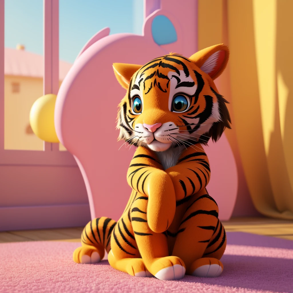 a cartoon rabbit, a cartoon tiger, a cartoon horse, (best quality,4k,8k,highres,masterpiece:1.2),ultra-detailed,(realistic,photorealistic,photo-realistic:1.37),cartoon style,3d render,3d model,cute,adorable,whimsical,playful,vibrant colors,dynamic composition,soft lighting,warm tones