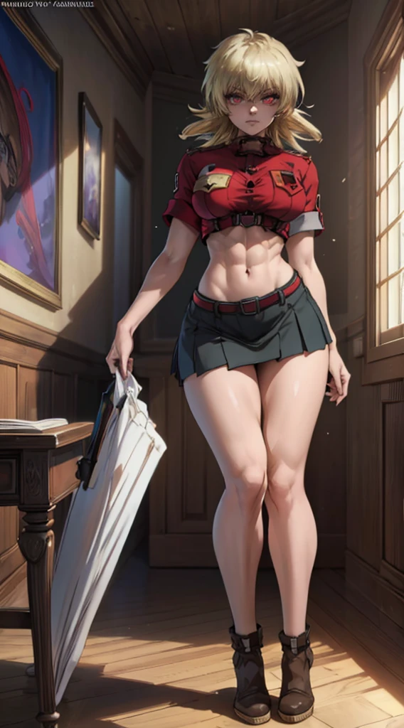 (((1 girl))), Kana Arima, bob cut, (((red eyes: 1.5))), red hair, short hair, BREAK Beret, (Wearing a very sexy and short bikini), hat, (belly muscular), wide hips, thin waist, (shapely legs), wearing black high-heeled shoes, (((standing))), break looking at the viewer, Break-in at home, classroom, break (masterpiece:1.2 ), best quality, highest resolution, Unity 8k wallpaper, (illustration:0.8), (beautiful detailed eyes:1.6), Extremely detailed face, perfect lighting, extremely detailed CG, (perfect hands, perfect anatomy),