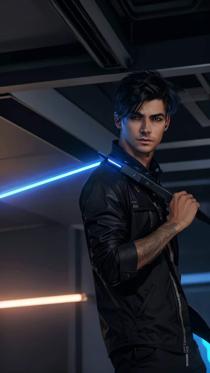 Change background cyberpunk handsome boy, realistic, face, 8k, ultra realistic,