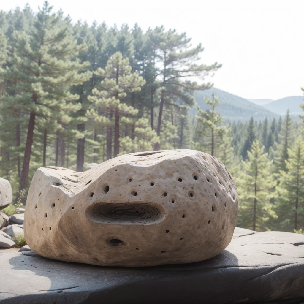 Pine forest behind the stone