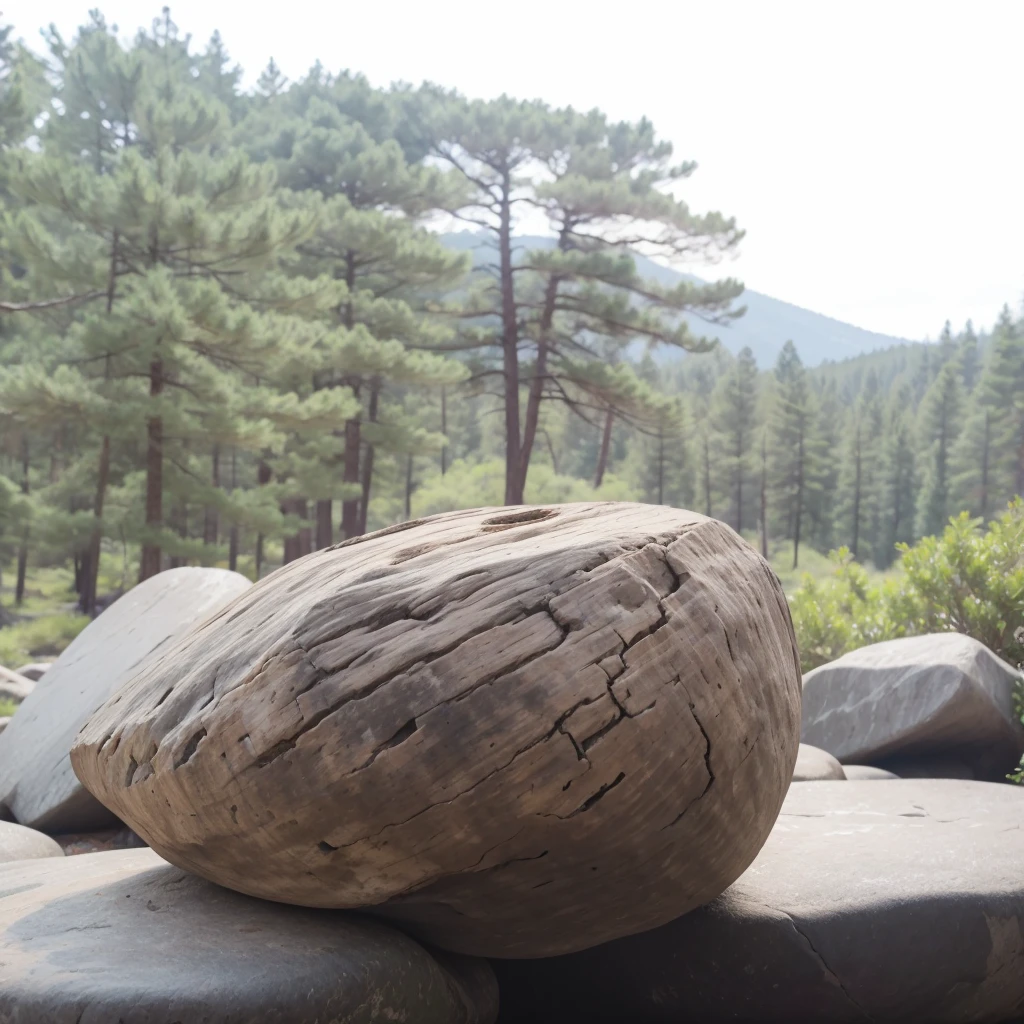 Pine forest behind the stone