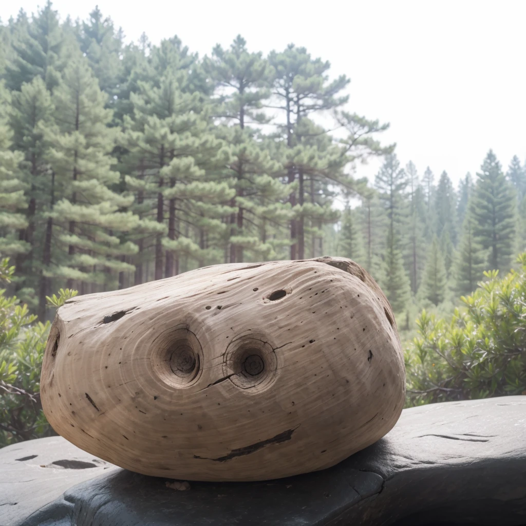 Pine forest behind the stone