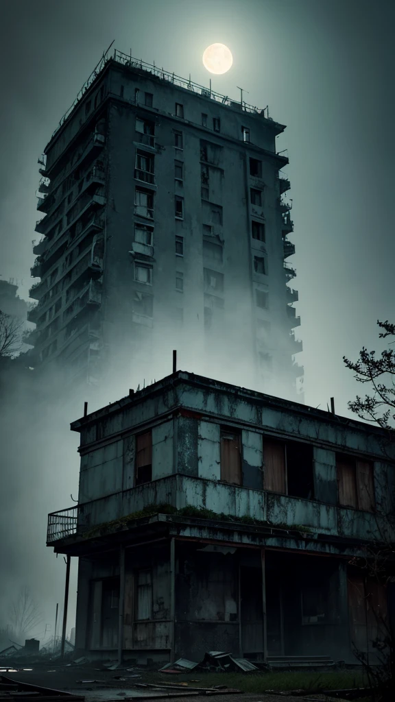 Image Style: Cinematic and dark
"A high-resolution image of an old decommissioned sanatorium, shrouded in a dense fog. The structure is worn and covered in moss, with broken windows and a facade that shows signs of abandonment. The scene is set at night, with the moonlight barely illuminating the building, and deep shadows that create a sinister and threatening atmosphere. An old, rusty sign, partially visible, indicates 'Porto Alegre Sanatorium'."