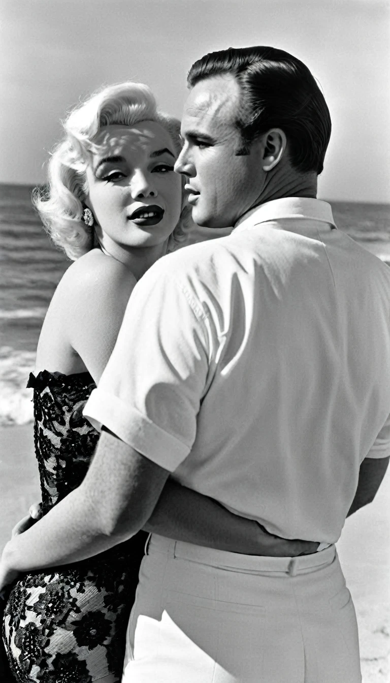 Actor Marlon Brando and Actress Marilyn Monroe as a couple 