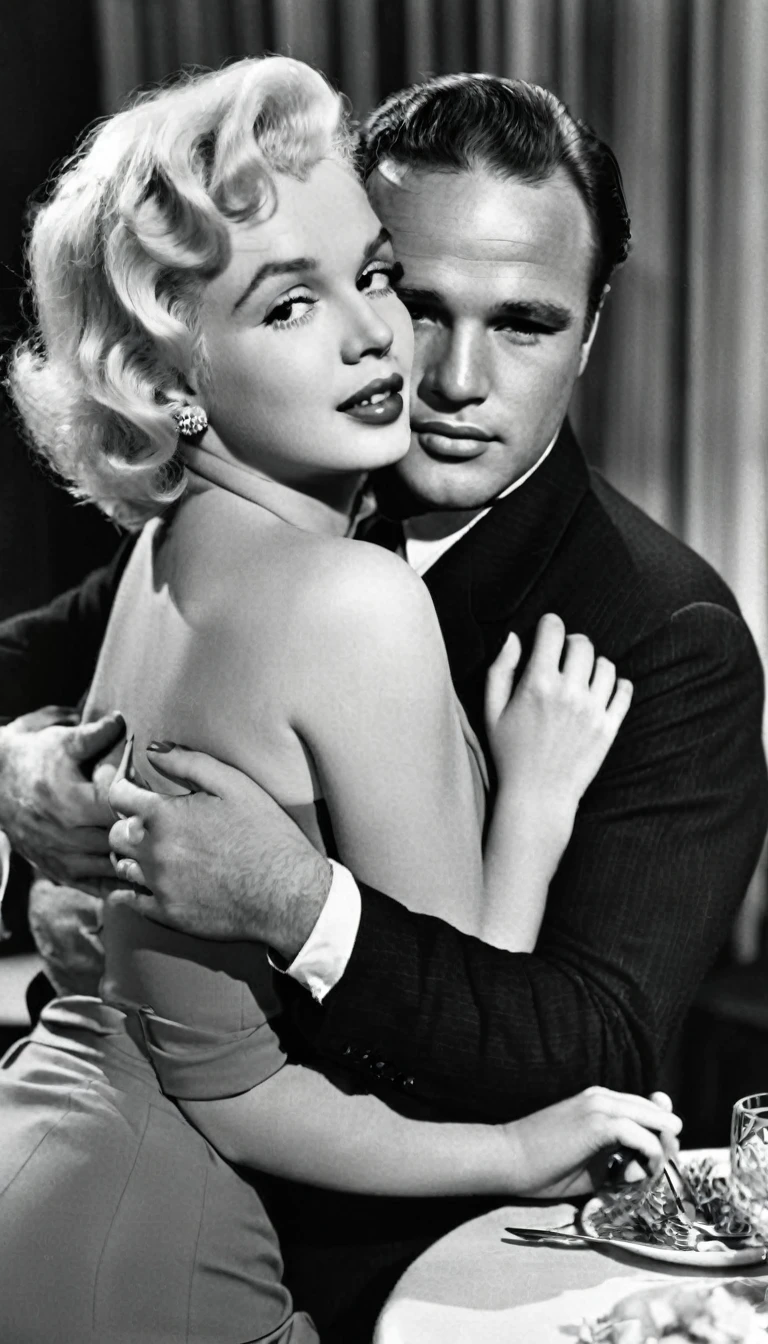 Actor Marlon Brando and Actress Marilyn Monroe as a couple