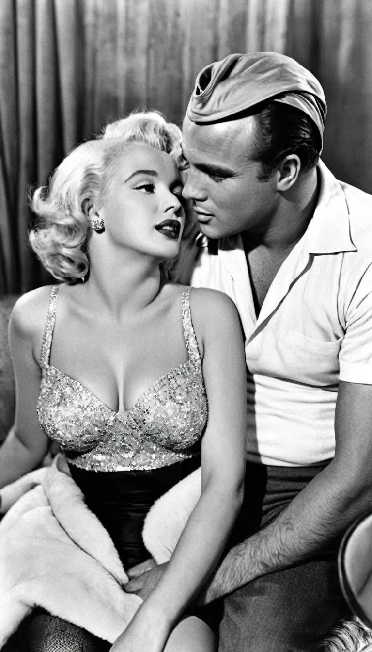 Actor Marlon Brando and Actress Marilyn Monroe as a couple 