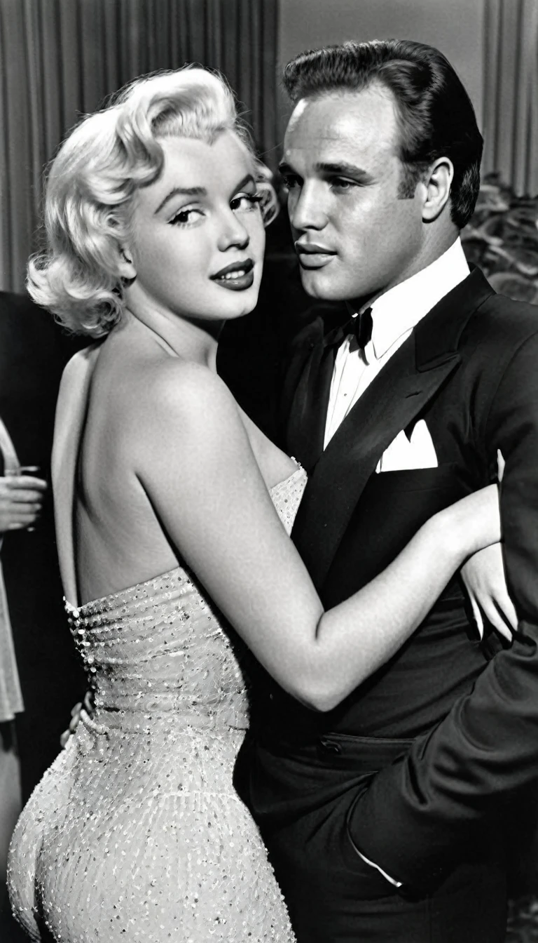 Actor Marlon Brando and Actress Marilyn Monroe as a couple 