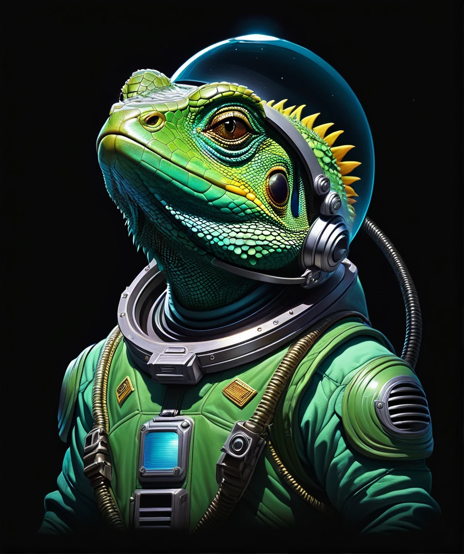 lizard in a spacesuit with helmet, reptilian extraterrestrial, science fiction lizard alien, por Todd Lockwood, science fiction lizard man, Beeple e Tim Hildebrandt, Greg Beeple, Por Justin Gerard, Beeple e Jean Giraud, by Dave Arredondo, Wayne Douglas Barlowe