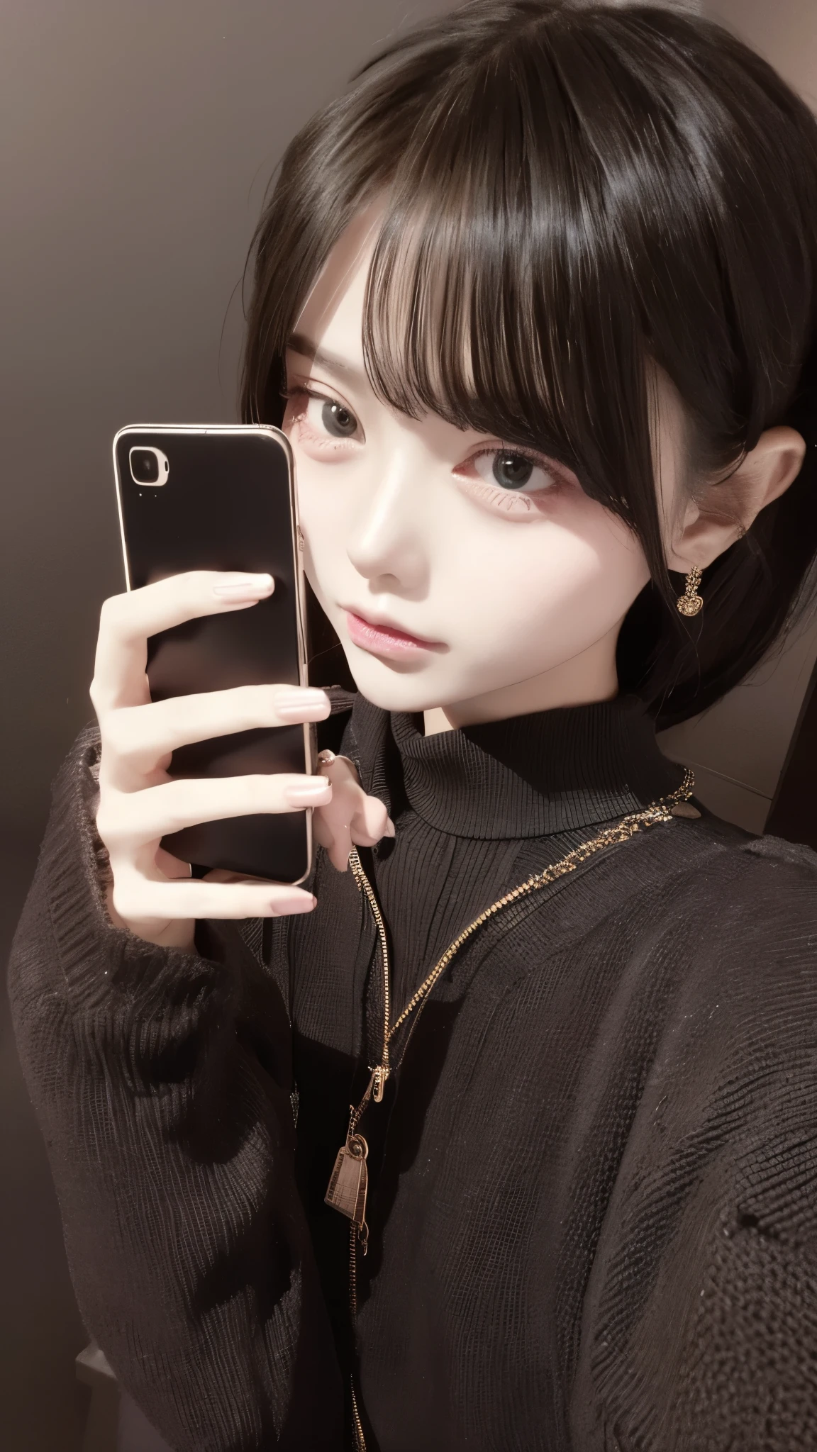 masterpiece、high resolution、high quality、Detailed people、Detailed Background、Detailed face、night:1.5, Girl playing with smartphone、Dark Room、