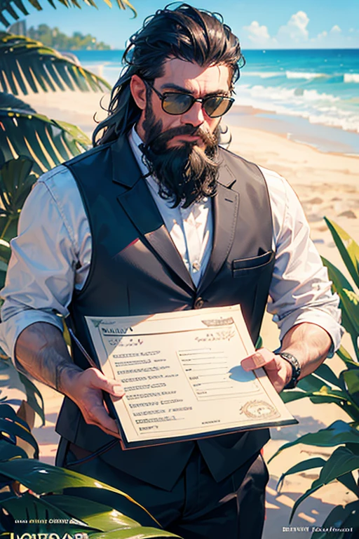 Style victorien vintage　Accurate Sketch of a tropical bar menu, (((professional menu design))), (best quality:1.2), (detailed:1.2), (4k, high resolution), (masterpiece:1.2), ultra-detailed, (realistic, photo-realistic:1.37), A4 format, 4 pages layout, "Green Bar" neon sign title, crocodile silhouette watermark, palm tree silhouettes, wavy line dividers, cat icons as bullet points, cocktail section with palm leaf frames, "420" section with subtle symbols, sand texture background, (beach resort atmosphere:1.1), [color], black and white sketch, clean lines, simple sans-serif font, clear layout design, modern tropical style, (menu structure:1.2), price alignment, contact information footer, social media icons, QR code on last page, bearded owner caricature, (readability:1.3), balanced composition
