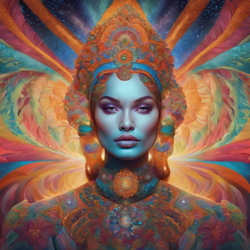 an extremely psychedelic portrait of a healer, surreal, lsd, Face, detailded, intricate, chic, agile, highly detailded, digitalpainting, art station, conceptual artwork, Soft, sharp focus, illustration