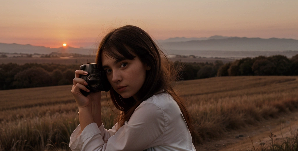 20 year old women taking picture at sunrise 