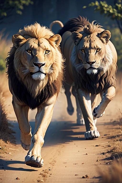 lamb runs away from the lion