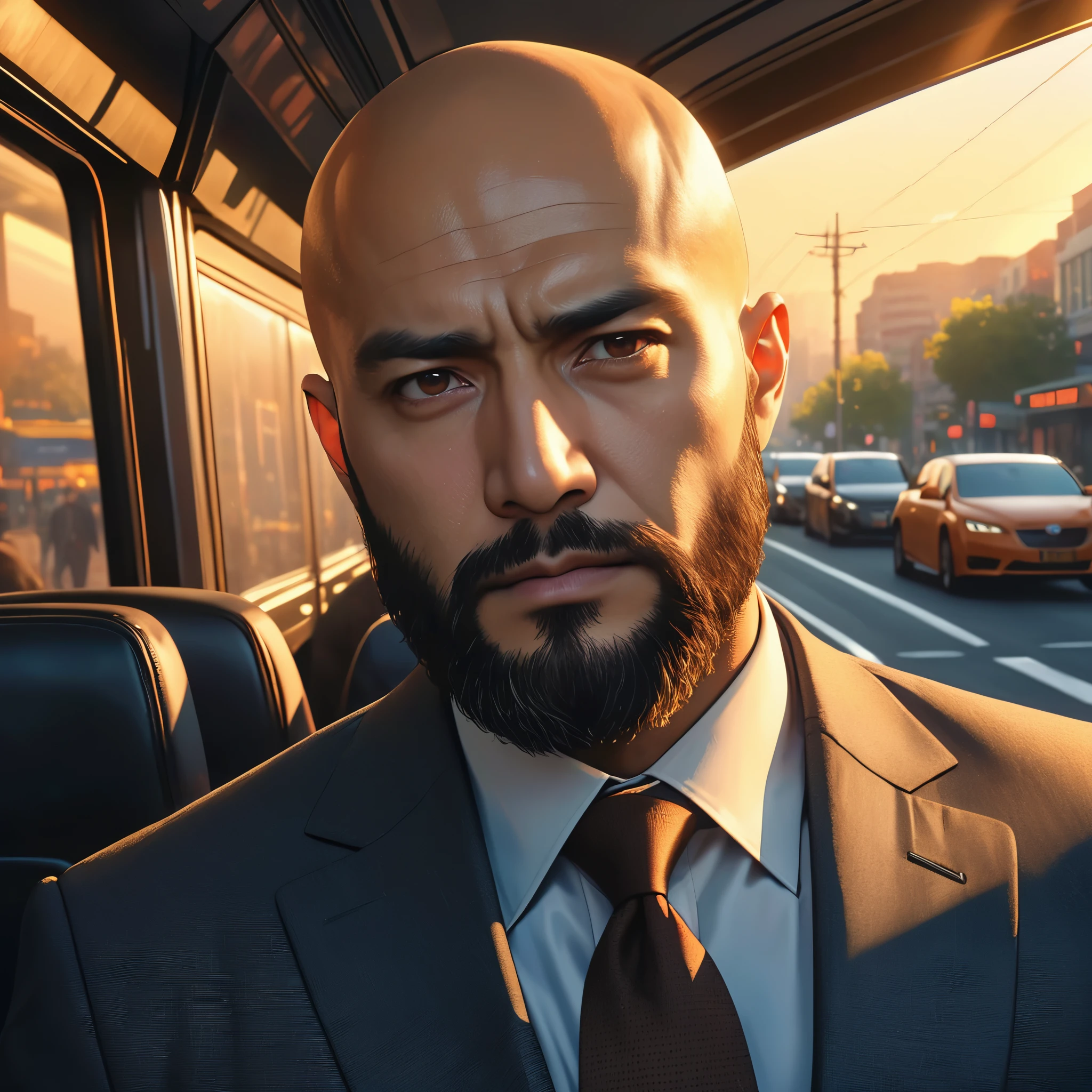 drawing of a man sleeping with a content expression next to his wife, extremely detailed faces, subject is bald with a beard, ultra-detailed, (best quality,4k,8k,highres,masterpiece:1.2), HDR, UHD, studio lighting, vivid colors, warm color tones
