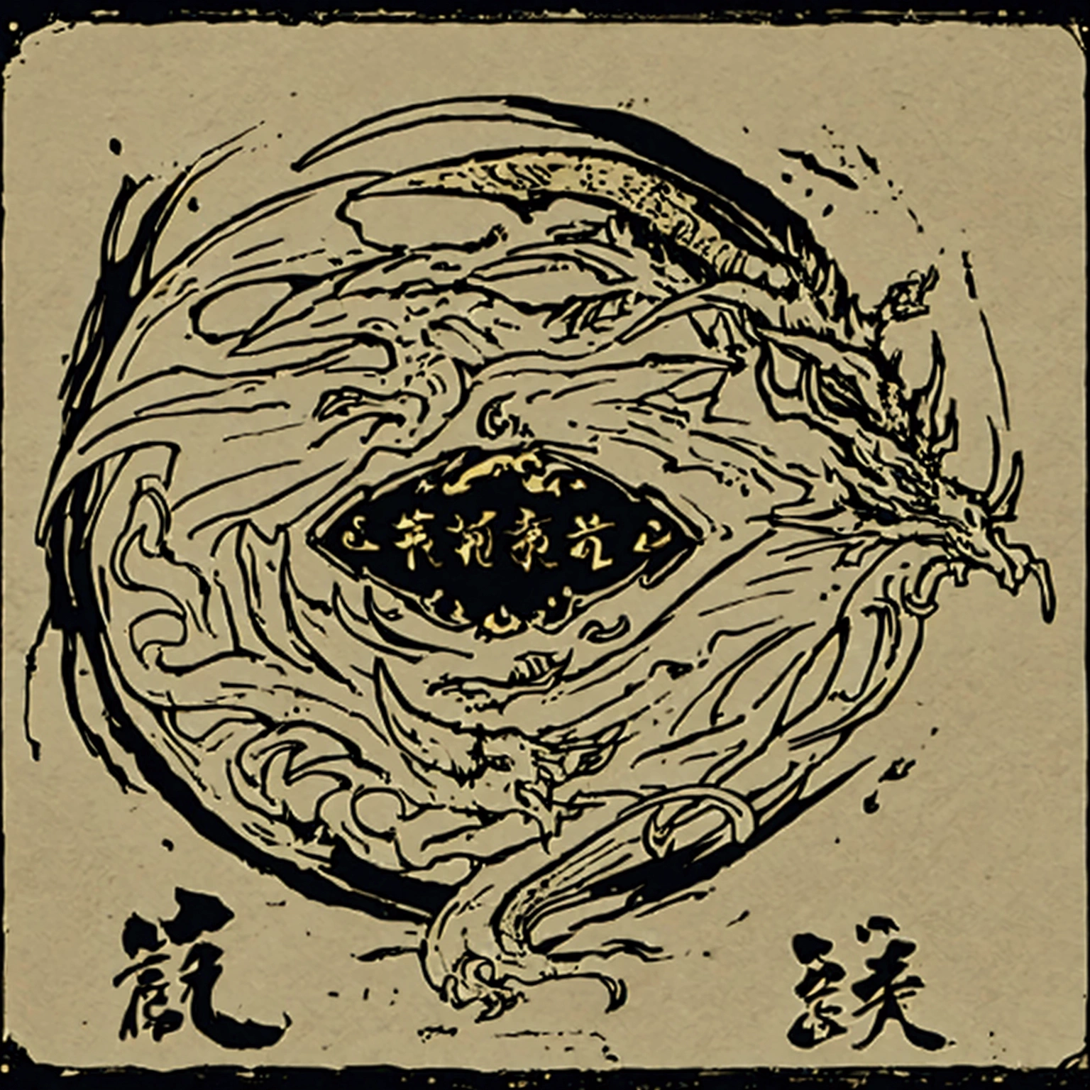 Golden dragon logo with the phrase tenryu in the middle
