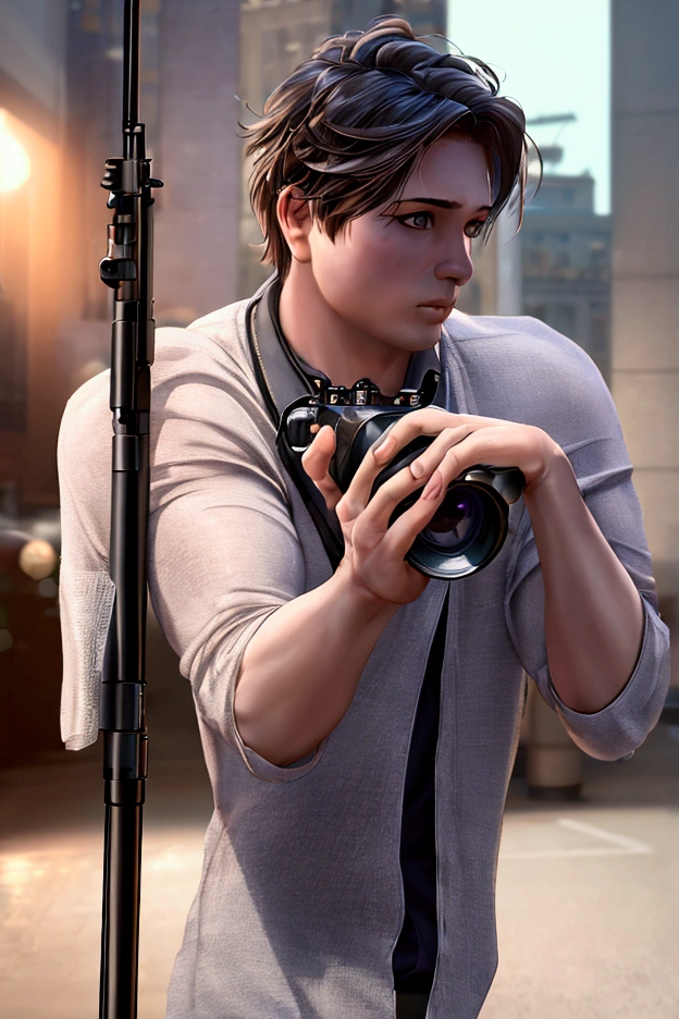 1boy, Sniper, front view, looking at viewer, cinematic angle, realistic, hyper-realistic, photorealistic, (best quality,4k,8k,highres,masterpiece:1.2),ultra-detailed,(realistic,photorealistic,photo-realistic:1.37),studio lighting,vivid colors,dramatic lighting,