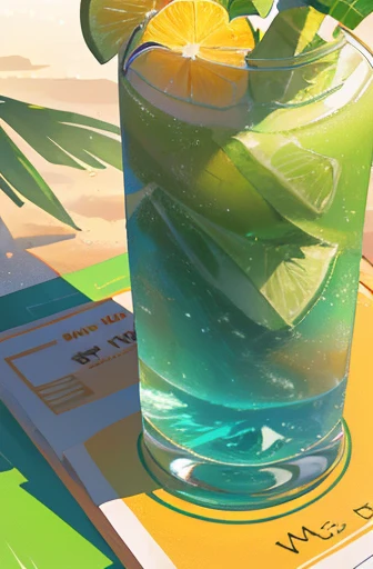 Accurate Sketch of a tropical bar menu, (((professional menu design))), (best quality:1.2), (detailed:1.2), (4k, high resolution), (masterpiece:1.2), ultra-detailed, (realistic, photo-realistic:1.37), A4 format, 4 pages layout, "Green Bar" neon sign title, crocodile silhouette watermark, palm tree silhouettes, wavy line dividers, cat icons as bullet points, cocktail section with palm leaf frames, "420" section with subtle ganja symbols, sand texture background, (beach resort atmosphere:1.1), color sketch, clean lines, simple sans-serif font, clear layout design, modern tropical style, (menu structure:1.2), price alignment, contact information footer, social media icons, QR code on last page, (readability:1.3), balanced composition