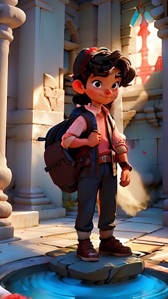 A boy proposed a girl with rose in a temple