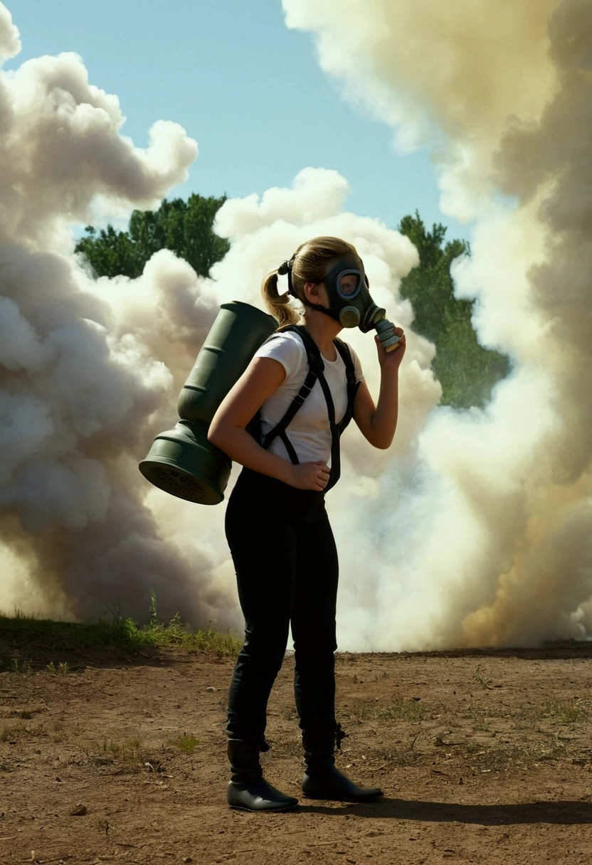 Girl Fart With Gas Mask Gas Cloud Coming Out Of The Butt Fart