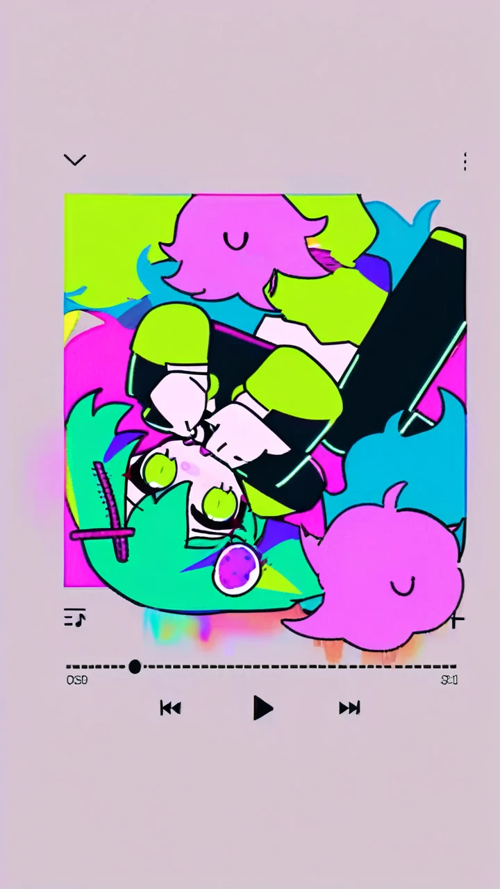 cute human girl with otter ears, fluffy hair, tomboy vibe, colorful lime green hair, slight cyberpunk vibe